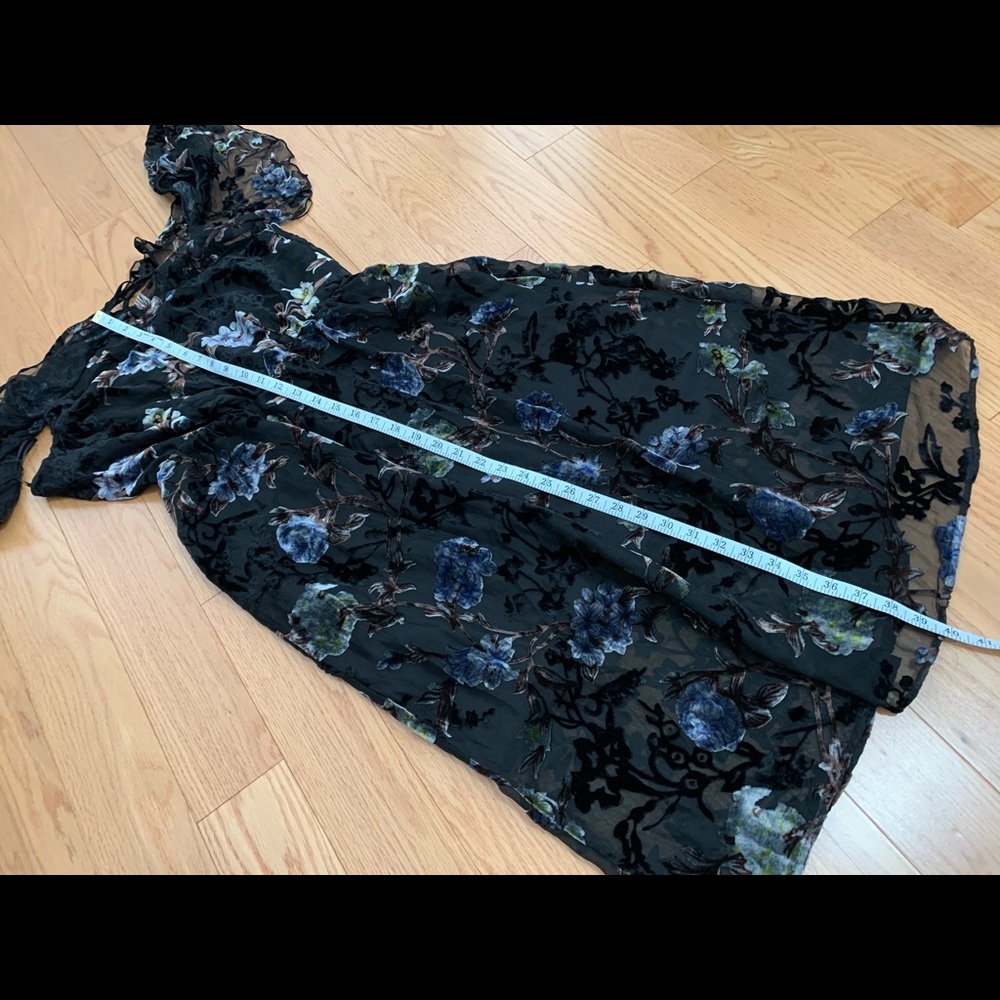 ABS Dark Floral Velvet Whimsy Goth Dress - Picture 10 of 11